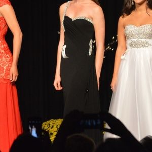 Black formal gown with train